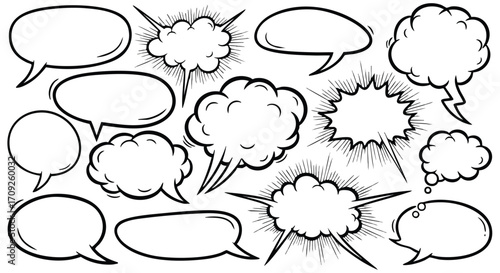 Dynamic comic book speech bubbles for exciting conversations or creative design projects ready for your text