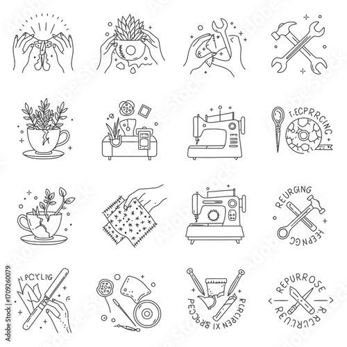 Creative hands transform everyday objects into unique crafts and sustainable art through DIY and upcycling.