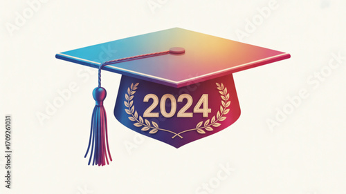 Graduation cap congratulations class of 2024 achievement academic degree tassel education celebration success