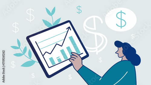 Financial Growth Business Success Data Analysis Investment Strategy Tablet Chart Positive Trend Upward Graph Economic Progress Financial Planning Modern Finance Market Research Profit.