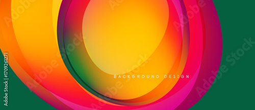 Abstract colorful layers create dynamic visual effect. Gradient hues blend, forming flowing shapes. Modern design element.