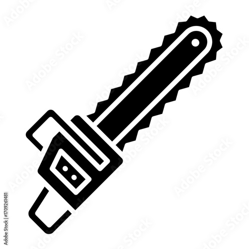 Chainsaw Icon: Professional Lumberjack Tool for Wood Cutting