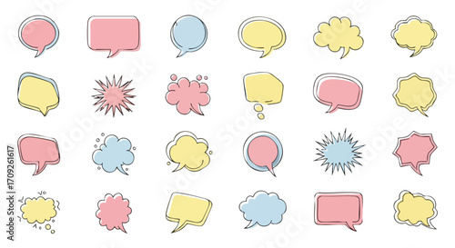 Vibrant comic speech bubbles in pastel colors offer endless creative possibilities for your next project