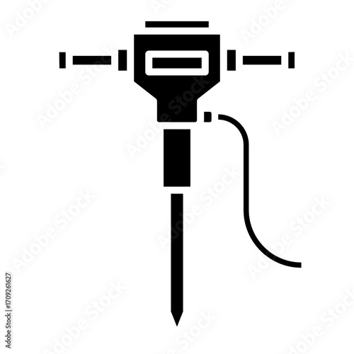 Jackhammer Tool Icon for Construction and Demolition Work