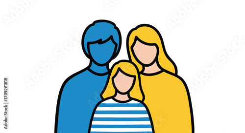 Cheerful family illustration, perfect for conveying warmth, love, and unity in your next creative project.