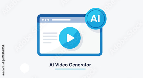 Vector illustration of ai video generator concept, showcasing a screen with a play button and ai symbol, representing automated video creation