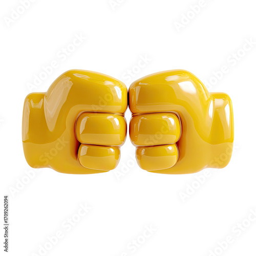 Two stylized, cartoonish, yellow fists facing each other