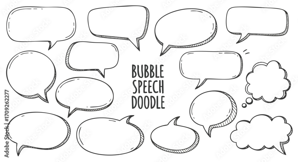 Obraz premium Hand-drawn speech bubbles and thought clouds for creative communication and design projects