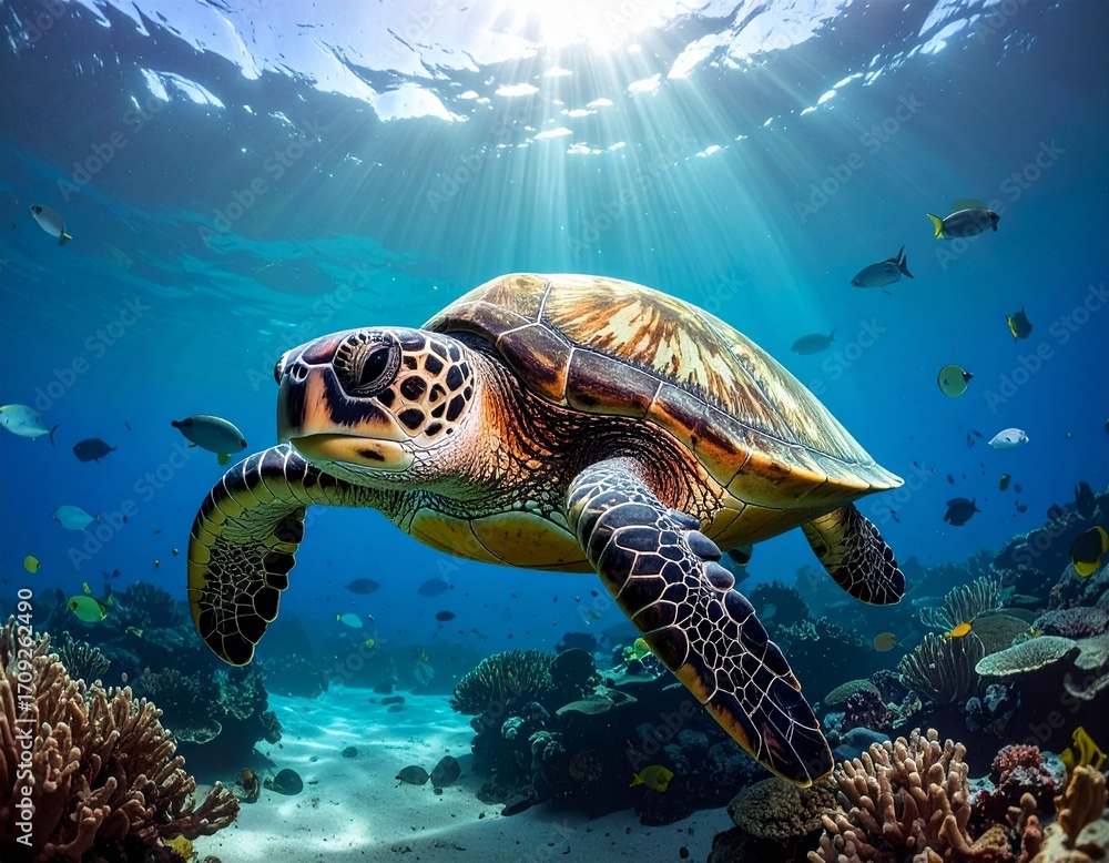 Obraz premium sea turtle swimming