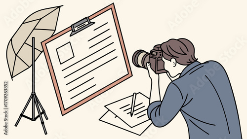 Photographer taking photos in studio professional photography camera equipment studio setup photo shoot photo production taking pictures photography concept image creation photoshoot pre.