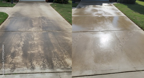 Driveway cleaning before and after