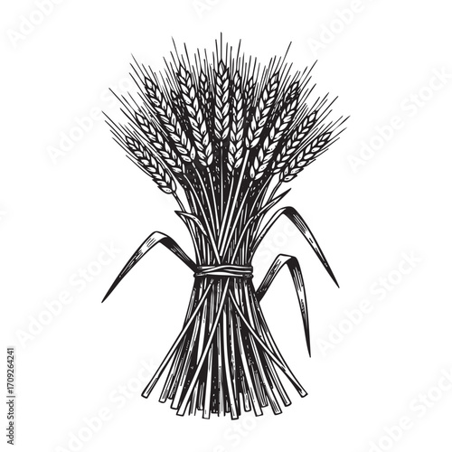 Sheaf of Wheat Grain Hand-Drawn Illustration