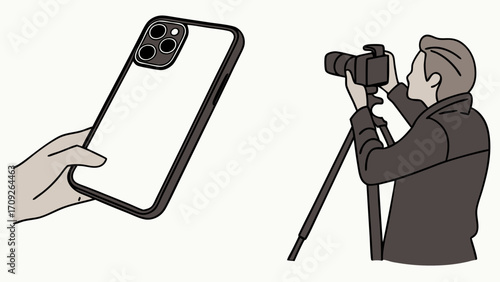 Smartphone Photography Mobile Camera DSLR Camera Photographer Illustration Graphic Design Element Technology Photo Equipment Image Capture Artistic Illustration Digital Photography Mobi.