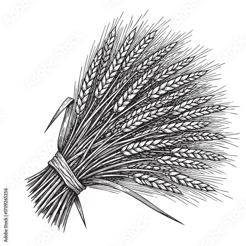  Sheaf of Wheat Grain Hand-Drawn Illustration