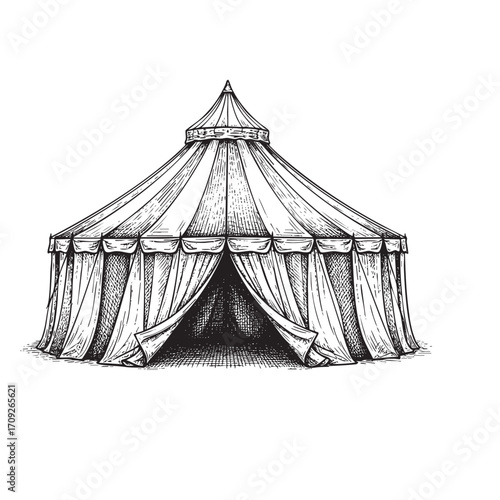 Vintage Circus Tent Hand-Drawn Illustration