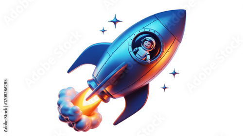 Rocket ship astronaut space travel exploration adventure cosmic journey vector illustration design element