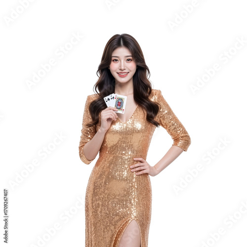 woman with a casino card