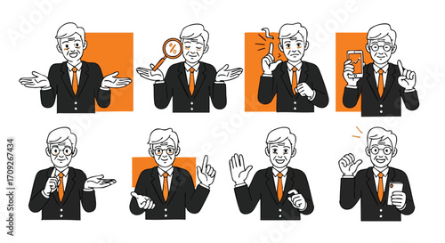Confident senior businessman showing growth charts, ideas, and offers for your modern business venture