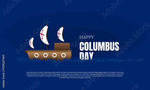 Columbus Day Greeting Card Design.