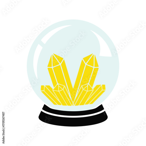 Illuminated crystal ball enchantment mystical fortune telling psychic divination vector