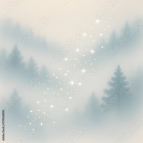 winter landscape with fog