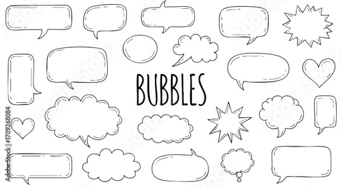Communicate your ideas with these hand-drawn speech bubbles for graphic design and web projects now