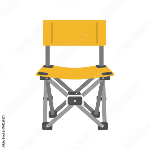 Yellow folding camp chair for outdoor recreation and portable seating solutions vector