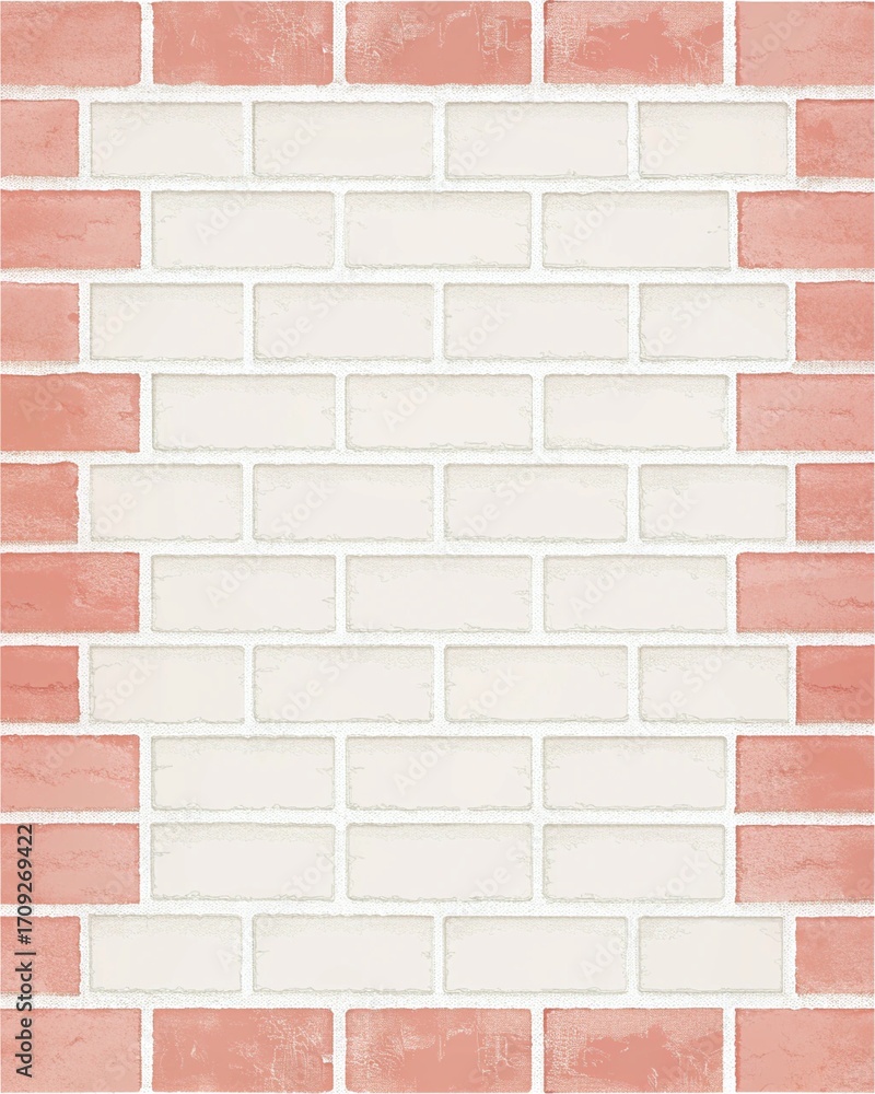 Obraz premium Whitewashed Brick Texture Background with Bordered Blank Area for Minimal Branding