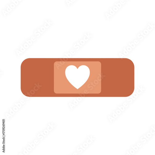 Heart shaped bandage aid medical care love symbol protection injury first aid health concept vector