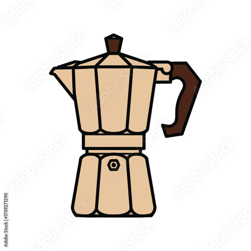 Vintage italian moka pot for brewing authentic espresso coffee kitchenware vector illustration vector