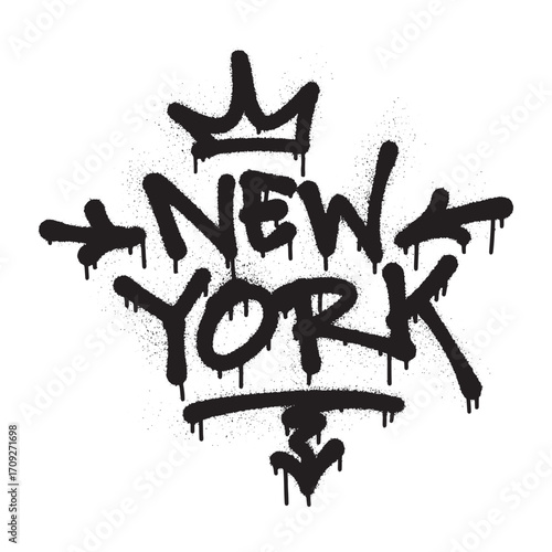 Graffiti-style New York City design with crown.