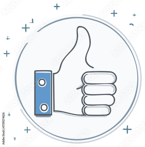 Hand with thumb up inside a circle illustration