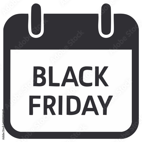 Black Friday calendar icon representing annual sales shopping and discount offers