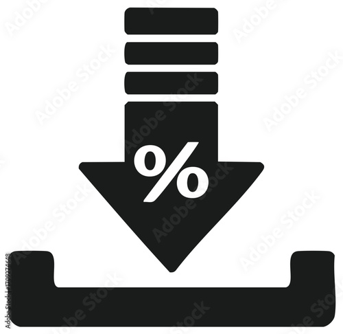 Percentage Decrease Arrow Icon Downloading to Storage Space Concept Symbol