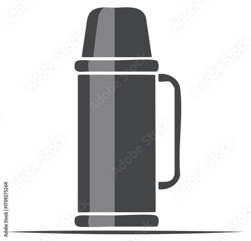 Insulated thermos bottle vector icon for hot drink storage and outdoor activities