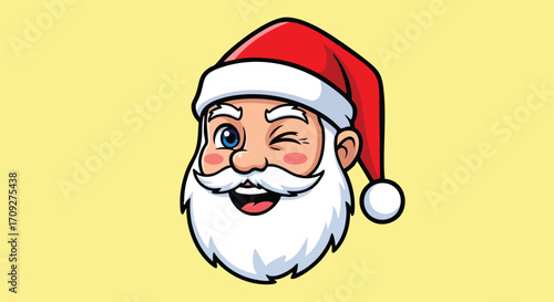 Cheerful Santa Claus winking and smiling, perfect for holiday greetings and promotions