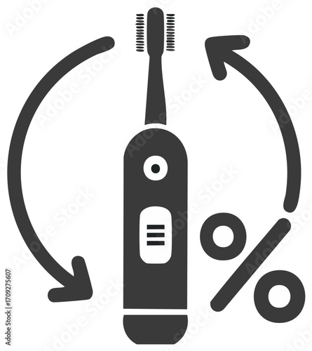 Electric Toothbrush Cycle Icon with Renewal Arrows and Percentage Symbol