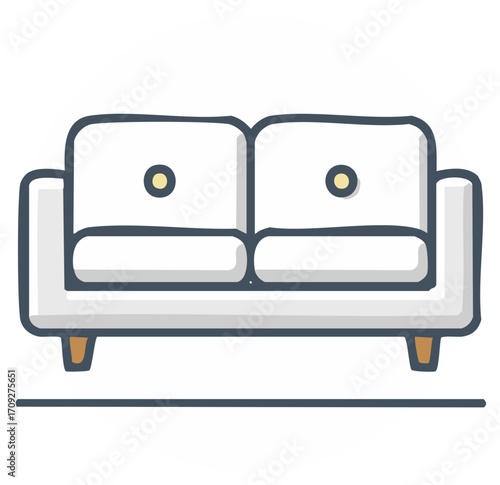Modern loveseat sofa icon simple line art illustration for home interior