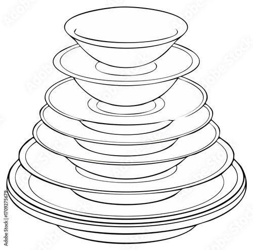 Stack of Bowls and Plates