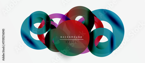 Abstract colorful shapes overlap, creating dynamic visual effect. Modern design element for backgrounds, presentations. Smooth gradients present.