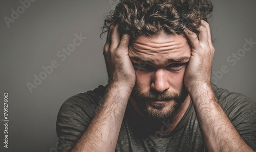Close-up portrait of stressed man