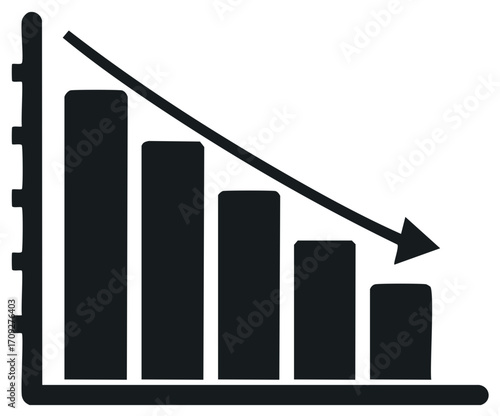 Descending Graph Depicts a Clear Downward Trend in Business Financial Analysis and Loss Indicating Recession