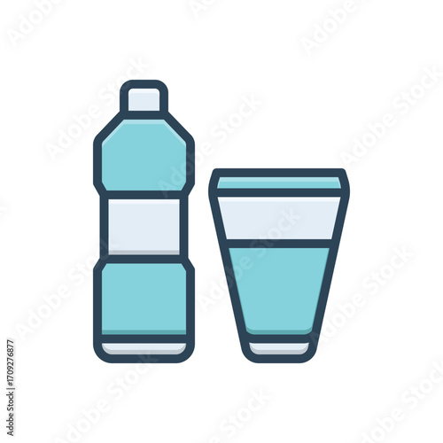 Color illustration icon for drink
