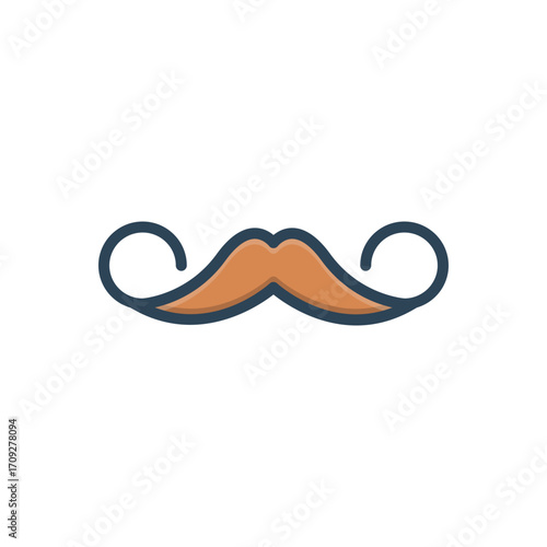 Color illustration icon for mustache