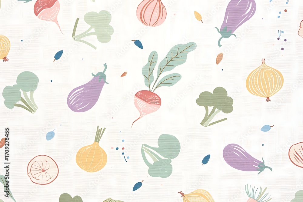 Colorful Vegetable Pattern on White Background Seamless Repeat for Healthy Food Lifestyle and Culinary Themes Fresh Produce Design
