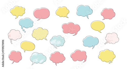 Vibrant colorful speech bubbles collection for creative communication ideas and design elements