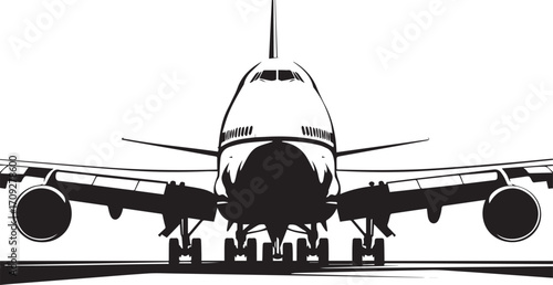 Aviation Majesty: A silhouette of an airplane poised for flight, its powerful form exuding an aura of strength and adventure, ready to soar into the skies above.