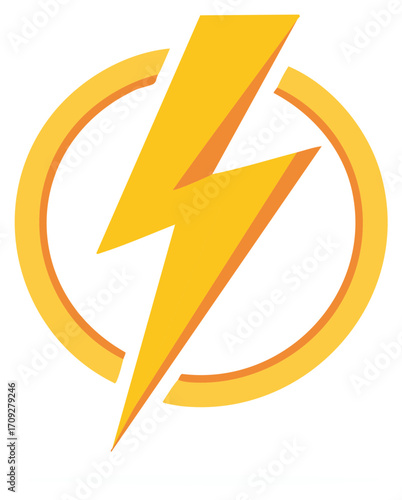 Dynamic lightning bolt graphic logo with a circle, a symbol of power, energy, and electricity