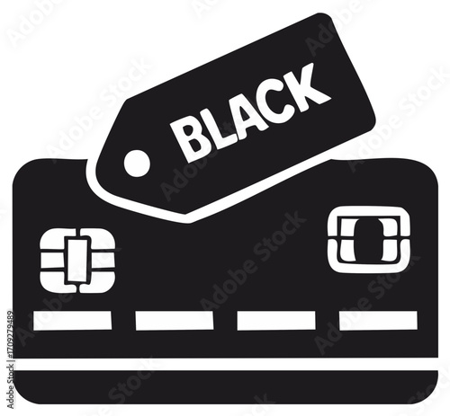 Black Credit Card Featuring a Sale Tag for Black Friday Savings Promotions and Transactions