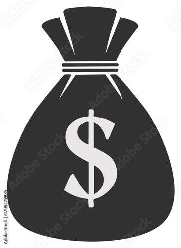 Money bag illustration with dollar symbol representing wealth and finances
